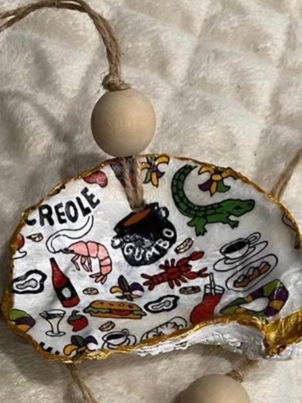 Creole gumbo oyster shell ornament